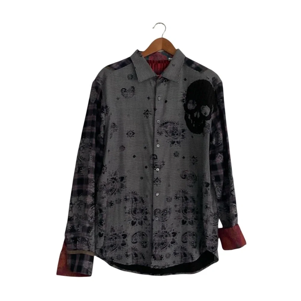 Robert Graham Mens Limited Edition Blues Haven XL Classic Fit Embellished Scull - Picture 2 of 14